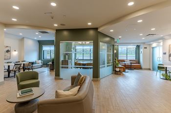 Resident lounge with fireplace